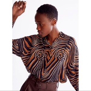 Cupro Animal Print Oversize Blouse